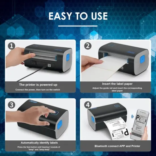 Wireless Thermal Label Printer Jiose 162mm/s High-Speed 4x6 Shipping Label Printer {2}