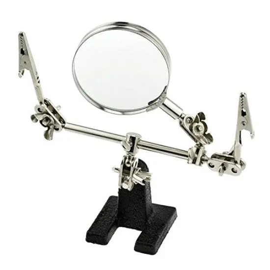 Third Hand Holder with 3X Magnifier Helping Hand Dual Alligator Clips {1}