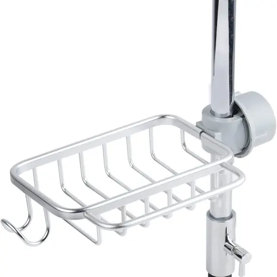 Kitcheniva Hanging Faucet Drain Rack Organizer Aluminum silver {3}