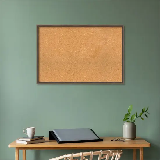 Hardwood Wedge Wood Framed Corkboard, Natural Cork Mocha {5}