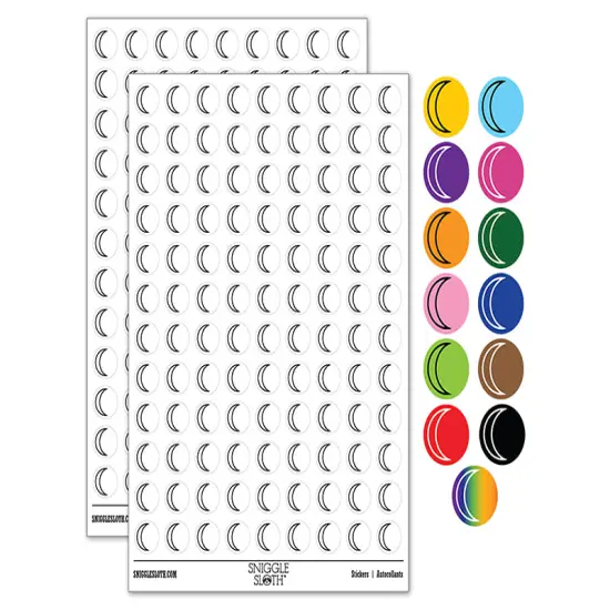 Moon Partial Outline 200+ 0.50" Round Stickers Black {1}