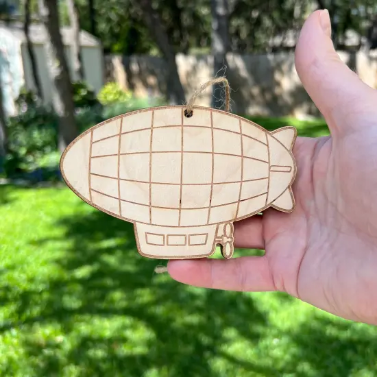 Zeppelin Blimp - Ornament Raw Wood {3}