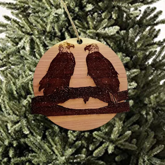 Eagle Pair - Cedar Ornament {2}