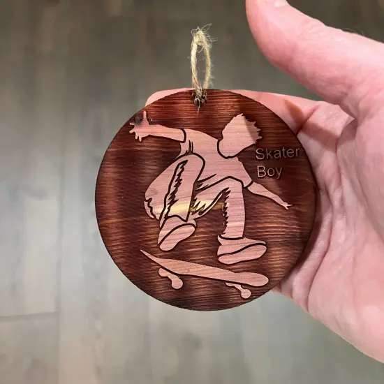 Skater Boy - Cedar Ornament {4}