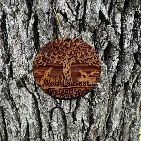 World's Best Dad Two Squirrels and Tree of Life - Cedar Ornament {2}