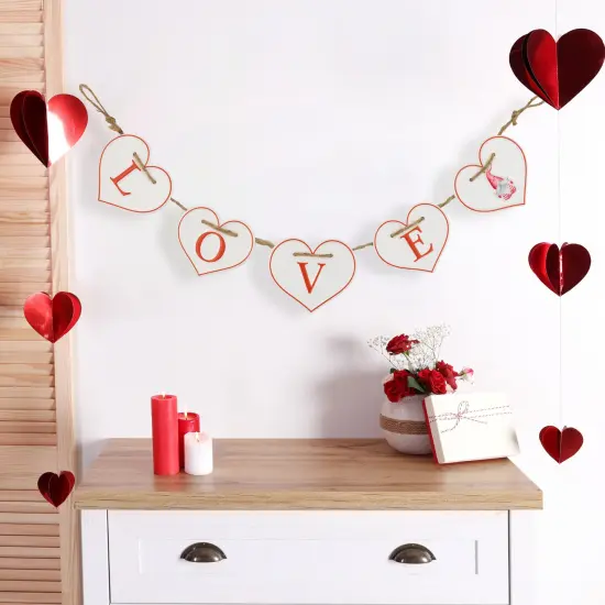 Northlight Hearts "LOVE" Valentine's Day Metal Banner - 32" - White and Red {3}