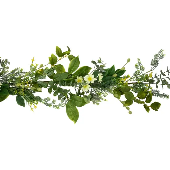 Northlight Mixed Foliage and Daisy Spring Garland - 5' Green {4}