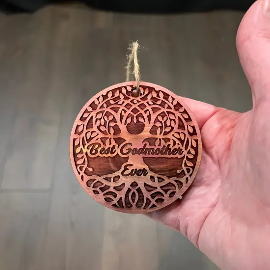 Best Godmother Ever Celtic Tree of Life - Cedar Ornament {4}