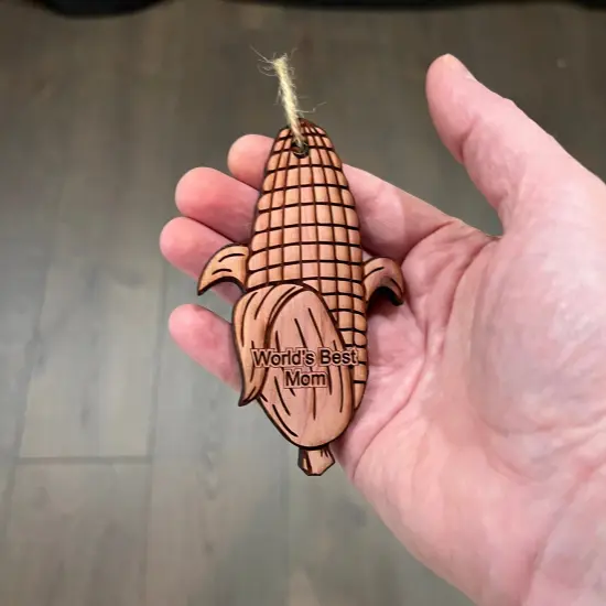 Worlds Best Mom Corn on the cob - Cedar Ornament {4}