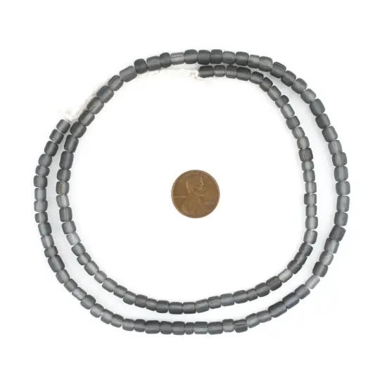 The Bead Chest Indonesian Glass Beads, Small Java Bali 4mm Spacers Jewelry Making Supplies for Necklaces, Bracelets, DIY Crafts (Translucent Grey) {2}