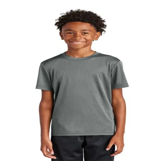 Sport-Tek&reg; Youth Crewneck PosiCharge Competitor Short Sleeve Tee Iron grey heather {1}