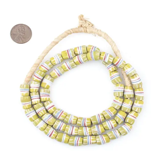 The Bead Chest Light Green Strawstack Sandcast Beads {2}