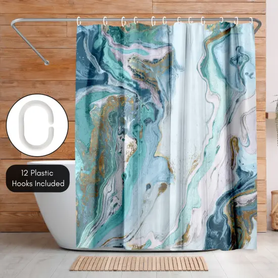 Americanflat 71" x 74" Shower Curtain, Marble Petroleum Ii by PI Creative Art {5}