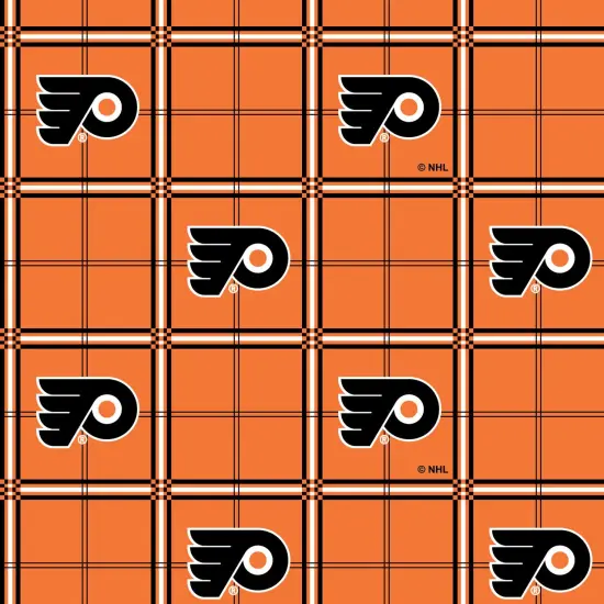 Sykel Enterprises NHL Team Cotton Flannel Fabric-Philadelphia Flyers Plaid Flannel Fabric {1}