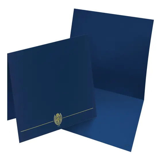 Great Papers! Classic Certificate Cover with Gold Foil Crest, Navy, 12" x 9.375"(folded) with Die-Cuts for 8.5" x 11" Documents, 5 Count {3}