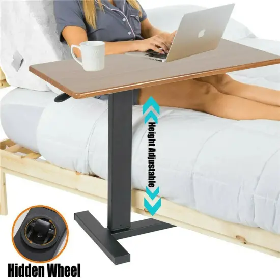 Adjustable Overbed Bedside Table w/ Mute Wheels C-Shaped Mobile Sofa Side Table {3}