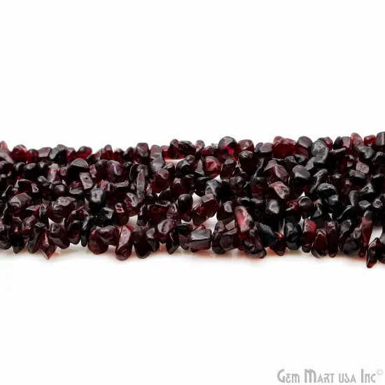Garnet Chip Beads, 34 Inch, Natural Chip Strands, Drilled Strung Nugget Beads, 7-10mm, Polished, GemMartUSA (CHGT-70004) {3}