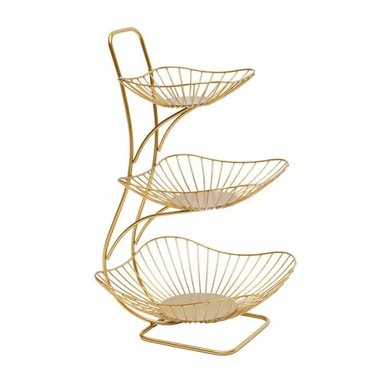 Gold-3 Tier Countertop Fruit Basket for Kitchen Vegetable Fruits Basket Bowl Stand {1}