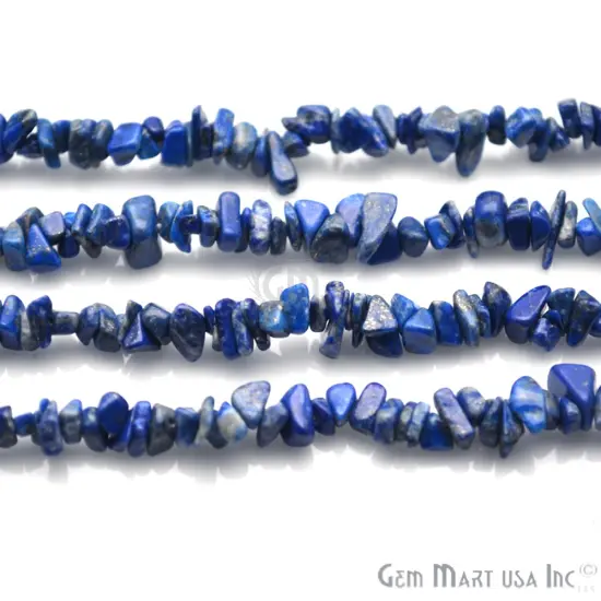 Lapis Chip Beads, 34 Inch, Natural Chip Strands, Drilled Strung Nugget Beads, 3-7mm, Polished, GemMartUSA (CHLP-70001) {5}