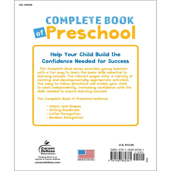 Carson Dellosa Complete Book of Preschool Workbook, Toddler Book With Math and Reading Readiness, Phonics, Tracing Letters Pre Handwriting Practice, Pre K Classroom or Homeschool Curriculum {2}