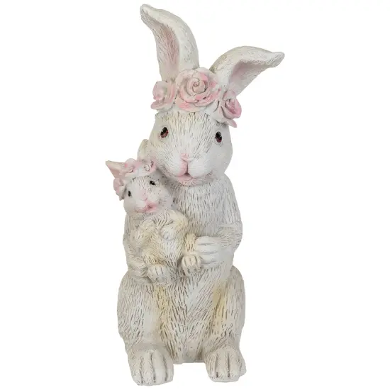 Northlight Mother and Baby Bunny Outdoor Garden Easter Statue - 9.25" White {1}