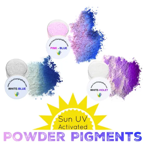 Photochromic Sun UV Activated Color Changing Powder Pigments for Resin Slime T Shirts Tumblers White-blue {6}