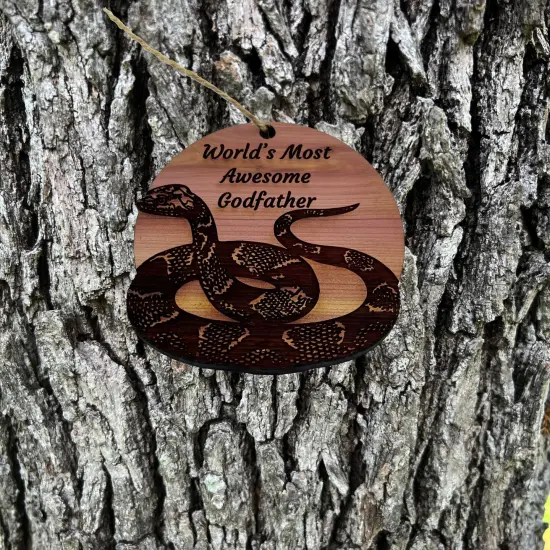 Worlds Most Awesome Godfather Snake - Cedar Ornament {2}