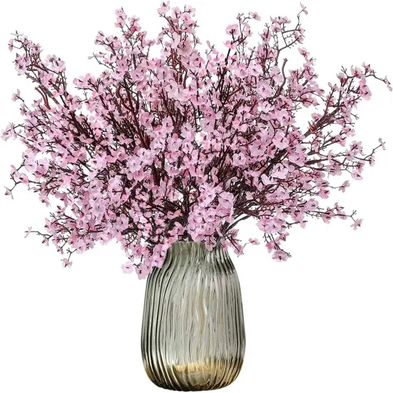6 Bundles Baby's Breath: UV Resistant Faux Silk Bouquets Pink {1}