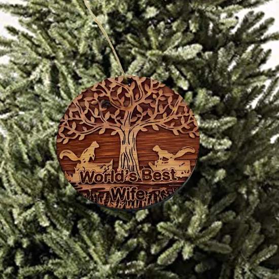 World's Best Wife Two Squirrels and Tree of Life - Cedar Ornament {2}