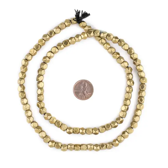 The Bead Chest 6mm Brass Cornerless Cube Beads - Full Strand of Ethnic Metal Spacer Beads {2}
