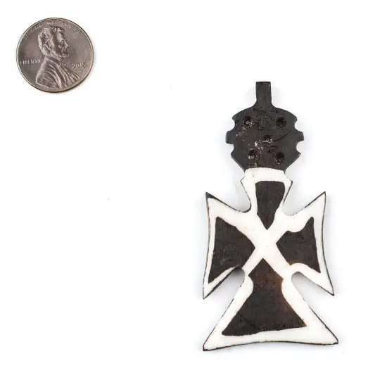 The Bead Chest Handmade Batik Bone Cross Pendant from Kenya &ndash; African Tribal Design &ndash; Urban &ndash; Fair Trade Ethically Sourced Jewelry Making Charm {2}