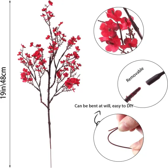 6 Bundles Baby's Breath: UV Resistant Faux Silk Bouquets Red {2}