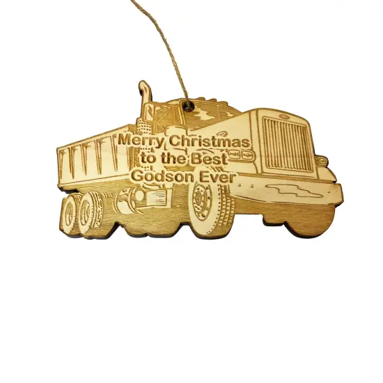 Merry Christmas to the best Godson Ever Dump Truck - Ornament {1}