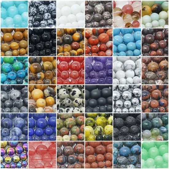 Natural Gemstone Beads Round Loose 15.5" Strand {2}