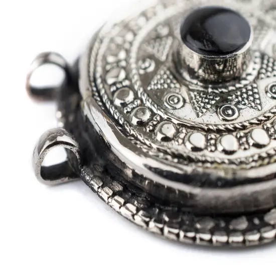 The Bead Chest Onyx-Inlaid Afghan Tribal Pendant (42x46mm) {3}