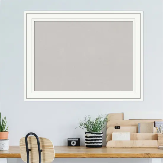 Craftsman White Wood Framed Corkboard, Grey Cork {5}