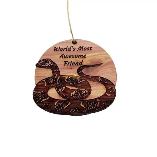 Worlds Most Awesome Friend Snake - Cedar Ornament {3}