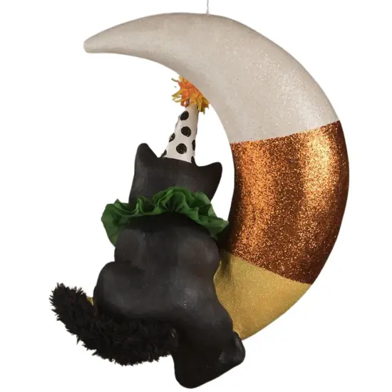 XL Kitty on Candy Corn Moon Ornament 15.75" {2}