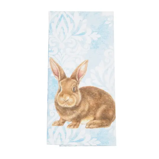 Damask Blue Easter Bunny Rabbit Cotton Kitchen Dishtowel {3}