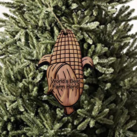 Worlds Best Farm Hand Corn on the cob - Cedar Ornament {5}