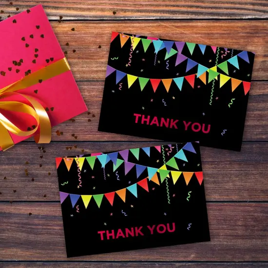 Great Papers! Thank You Note Cards with Red Envelope, Rainbow Pennant with Foil, 4.75" x 3.375"(folded), 50 count {3}
