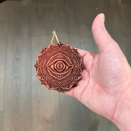 Third Eye Mandala - Cedar Ornament {4}