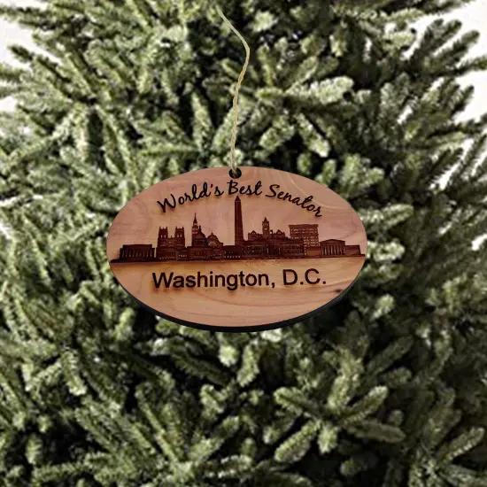 Worlds Best Senator Washington DC - Cedar Ornament {2}