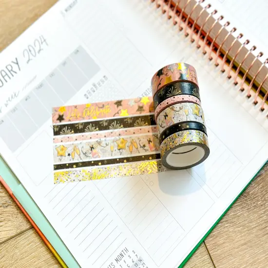 New Years Eve NYE Celebration Anniversary Birthday Celebrate Washi Tape Set January 2024 - W100 {5}