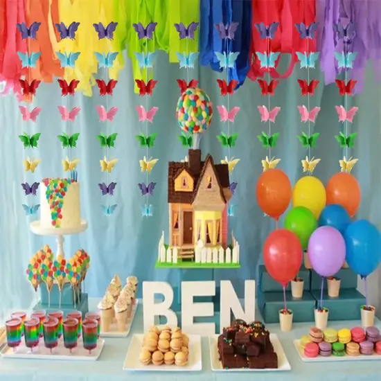 Butterfly Banner Decorative Paper Garland for Wedding, Baby Shower, Birthday & Theme Decor 110 Inches Long Set of 2 Pieces Mix Color {6}