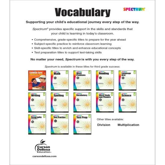 Spectrum Grade 3 Vocabulary Workbook, Language Arts Book Covering Compound Words, Context Clues, Roots and Affixes, Reading Comprehension, and More, ELA Classroom or Homeschool Curriculum {2}