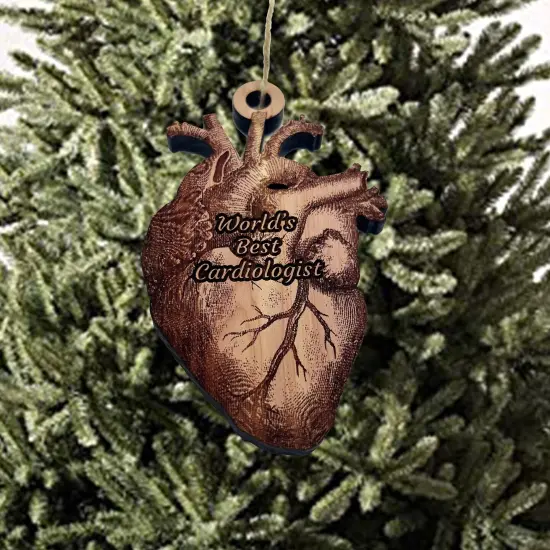 Worlds Best Cardiologist HEART - Cedar Ornament {2}