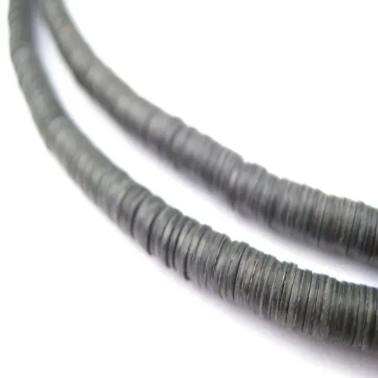 The Bead Chest African Vinyl Beads, Ghana Vulcanite Crafts Supplies for DIY Jewelry Making, Necklaces, Bracelets (4mm, Black) {1}