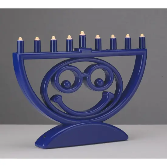 Rite Lite 8.5" Blue Battery Operated Multi Function LED Menoji Hanukkah Menorah {3}