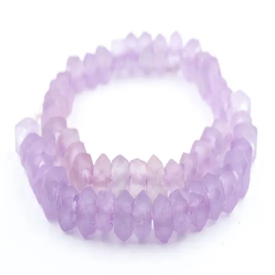 The Bead Chest Candied Purple Faceted Recycled Java Sea Glass Beads - Full Strand of Faceted Bottle Glass Beads | Approximately 40-45 Beads {3}